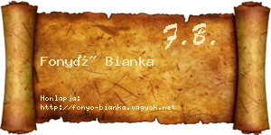 Fonyó Bianka névjegykártya